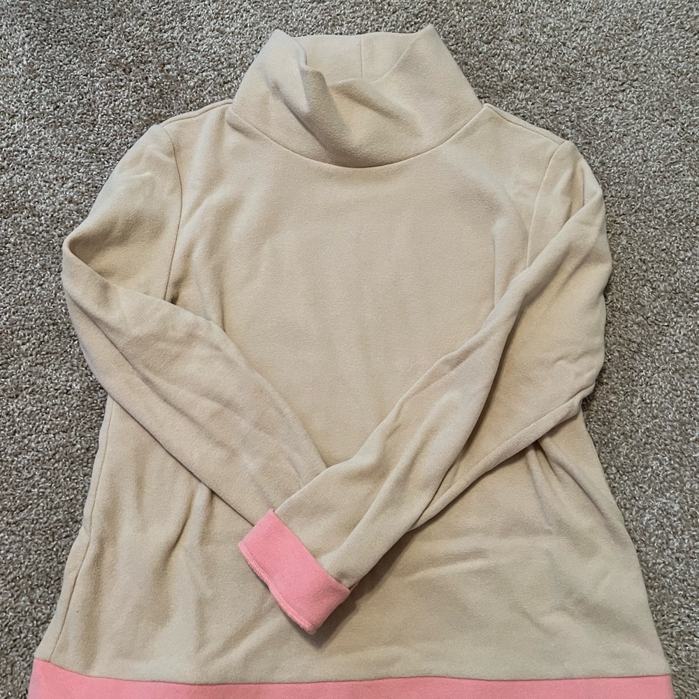 Dudley Stephens Cream and Pink Cowl Park Slope Turtleneck Cowlneck Sweater